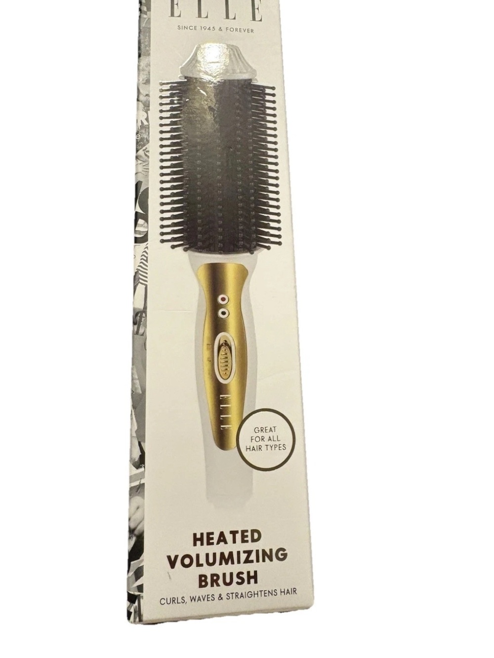 ELLE Heated Volumizing Brush in Gold - Heated Styling Brush for Women